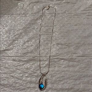 Silver Necklace with Blue Accent